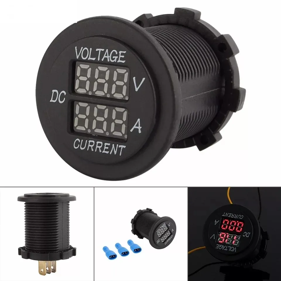 28mm Voltmetre ve Ampermetre 12 - 24V 10A